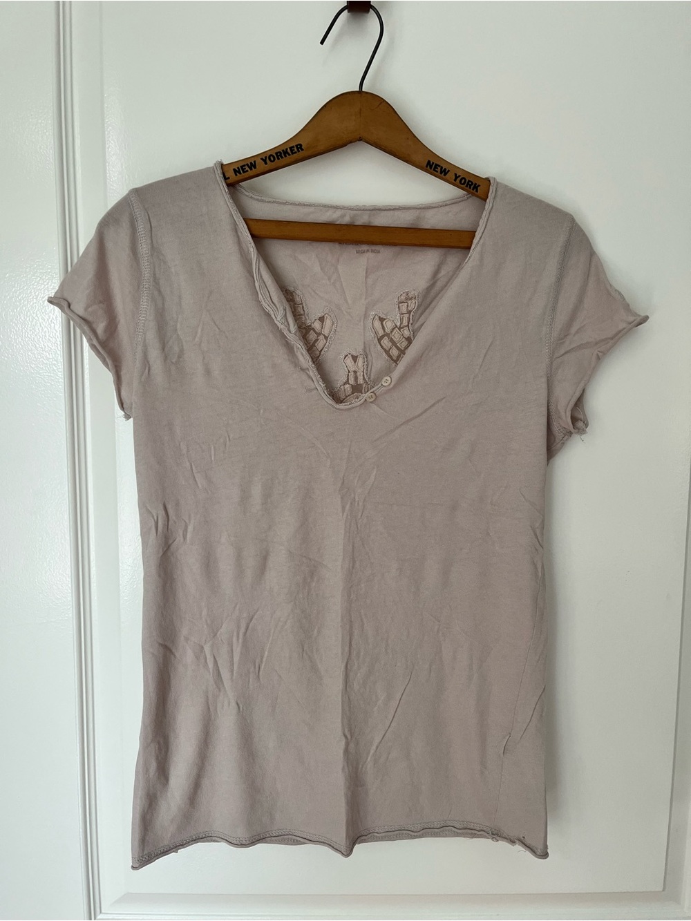 Zadig & Voltaire Short Sleeve V-Neck Tee in Mauve